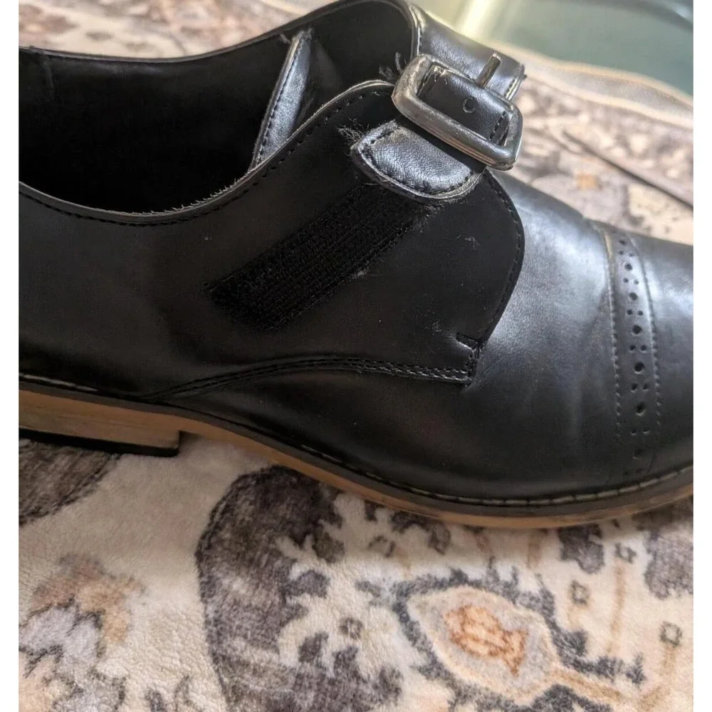 Black Dress Church Wedding Shoes Big Boys Size 6 Brogue Stacy Adams Monk Strap